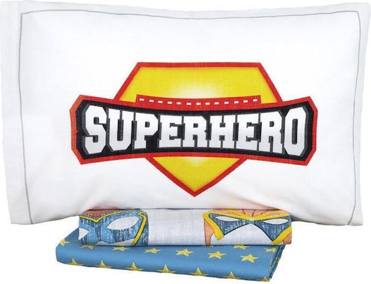 Nima Superheroes Σετ Παιδική Παπλωματοθήκη Μονή με Μαξιλαροθήκη Βαμβακερή Superheroes 160x240εκ.