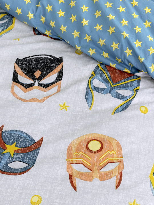 Nima Superheroes Set Kids Duvet Cover Single with Pillowcase Cotton Superheroes 160x240cm
