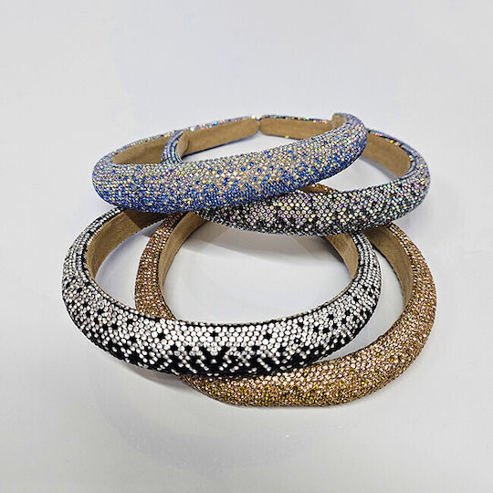 Fuzty Headband Two-tone Rhinestones Gold