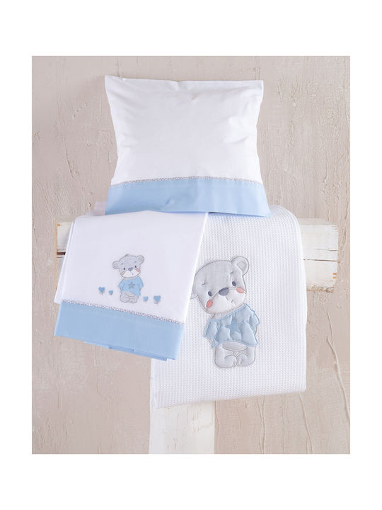 Rythmos Booby Baby Sheets Set Crib Cotton Light Blue 100x160cm 3pcs