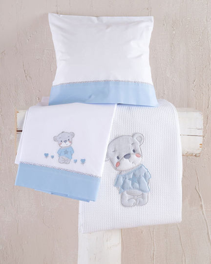 Rythmos Booby Baby Sheets Set Crib Cotton Light Blue 100x160cm 3pcs