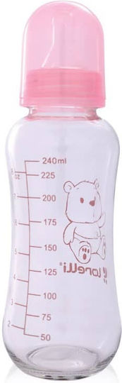 Lorelli Glas Babyflasche mit Silikon Saugflasche für 0+ Monate Blassrosa 240ml