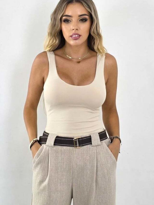 Women's Classic Bodysuit Zhoe Straps Cream Size S M