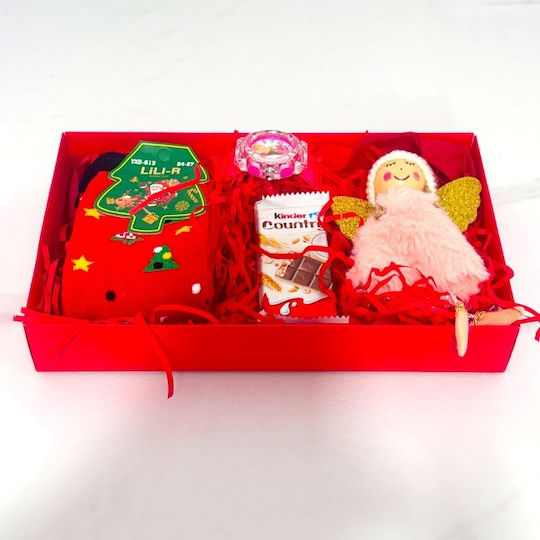 Pachet Secret Santa Ornament Ceas Șosete Copii Kinder Țară Ciocolată De Crăciun În Cutie De Fereastră
