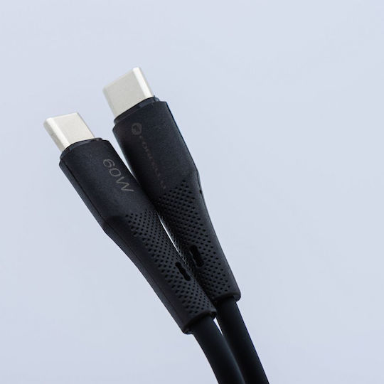 Forcell F-energy USB 2.0 Cable USB-C male - USB-C 60W Μαύρο 1m