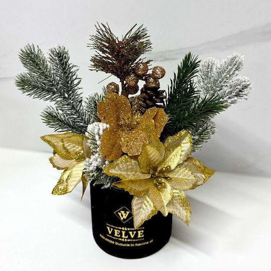 Pachet De Crăciun Aranjament Floral De Crăciun Praline Ferrero Rocher Lumânare Parfumată Cu Cafea Davidoff Ambalat În Pungă Cadou Negru-Auriu