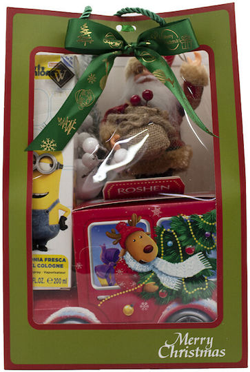 Pachet Cadou De Crăciun Merry Christmas Minions Parfum Pentru Copii 200 Ml Cutie De Bomboane Roshen Figurină Decorativă Moș Crăciun Ornament Ramură Brad De Crăciun