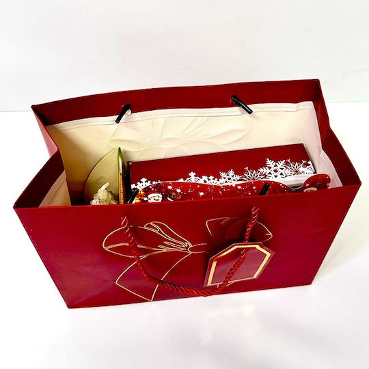 Pachet Secret Santa Decorațiune În Formă De Casă Cu Moș Crăciun Ochelari Amuzanți Tematici Lumânare Brad De Crăciun În Sac Cadou 23x18cm