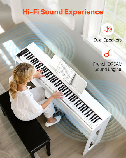 Vevor Electric Stage Piano QPZBZSZCGQ880XRFQ001V2 with 88 Weighted Keys White