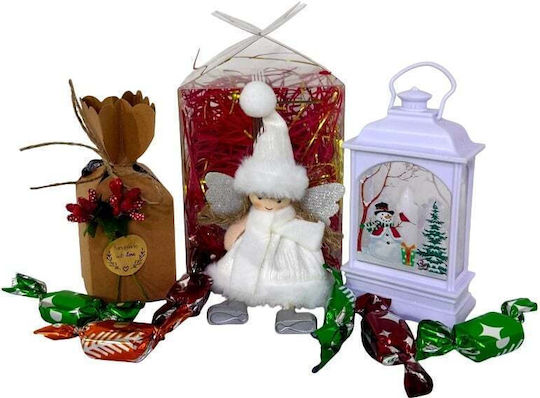 Pachet Secret Santa Om De Zăpadă Felinar Lumină Decorațiune Înger Decorativ Copac De Crăciun Bomboane În Cutie Transparentă Albă