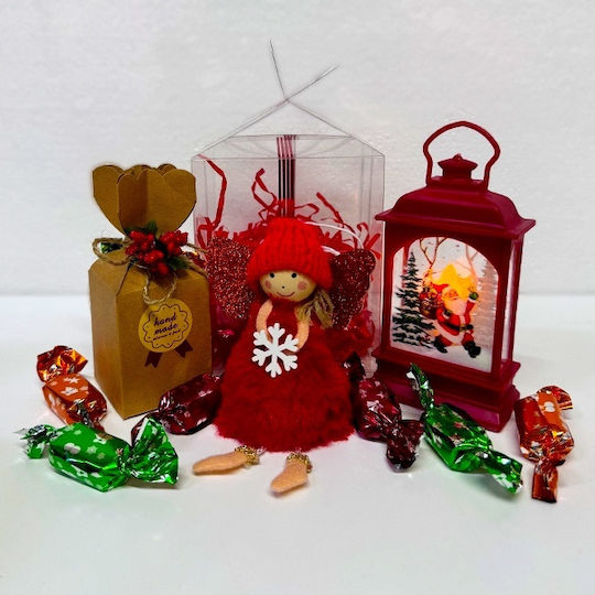 Pachet Secret Santa Lanterne Moș Crăciun Lumina Decorațiune Înger Decorativ Bomboane Brad De Crăciun În Cutie De Prezentare Transparentă