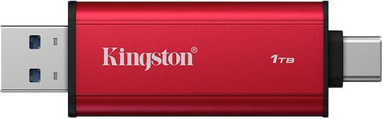 Kingston 1TB USB 3.2 SSD Stick with connection USB-C & USB-A Red