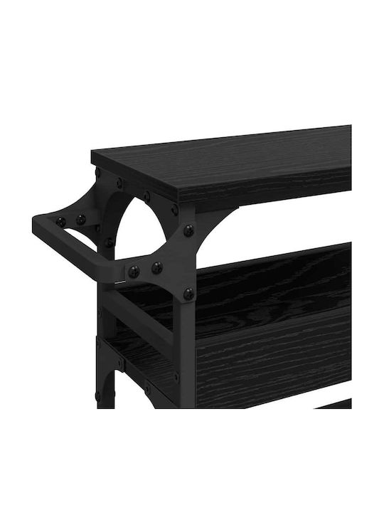 vidaXL Wooden Kitchen Trolley 4 Tiers Black 53x20x76cm