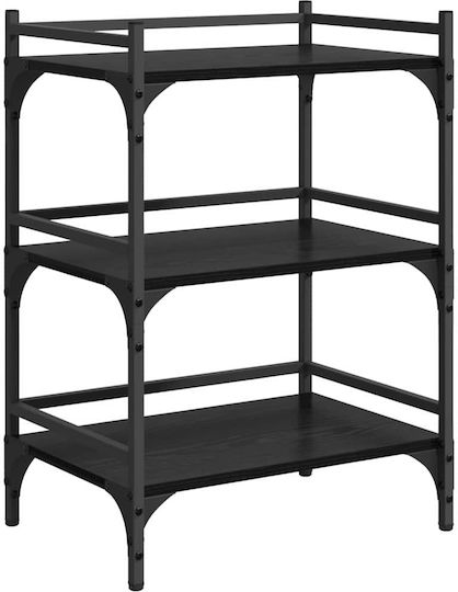 vidaXL vidaXL Küchenwagen Hölzernes 3 Ebenen Schwarz 50x35x75.5cm