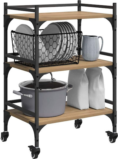 vidaXL Τρόλεϊ Κουζίνας Ξύλινο 3 Θέσεων Καφέ 50x35x75.5cm