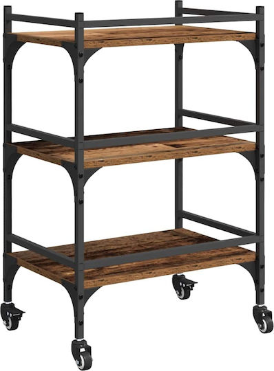 vidaXL Τρόλεϊ Κουζίνας Ξύλινο 3 Θέσεων Καφέ 50x35x75.5cm