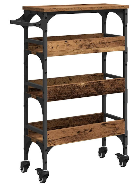 vidaXL Wooden Kitchen Trolley 4 Tiers Brown 53x20x76cm