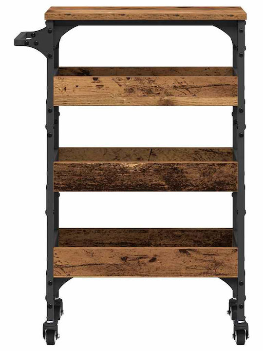 vidaXL Wooden Kitchen Trolley 4 Tiers Brown 53x20x76cm