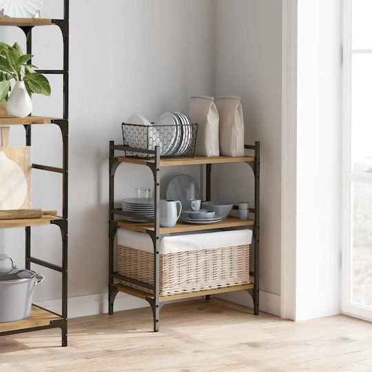 vidaXL Τρόλεϊ Κουζίνας Ξύλινο 3 Θέσεων Καφέ 50x35x75.5cm