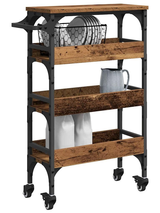 vidaXL Wooden Kitchen Trolley 4 Tiers Brown 53x20x76cm