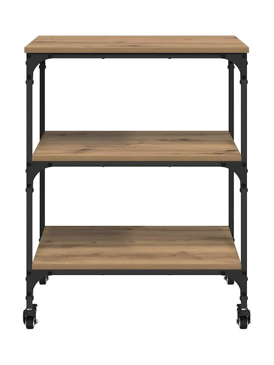 vidaXL Wooden Kitchen Trolley 3 Tiers Brown 60x41x76cm