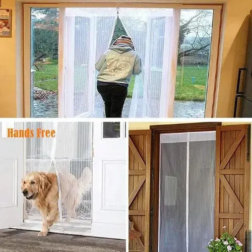 Hoomei Pet Friendly Mosquito Net Door with Velcro with Magnetic Clasp White 220x120cm