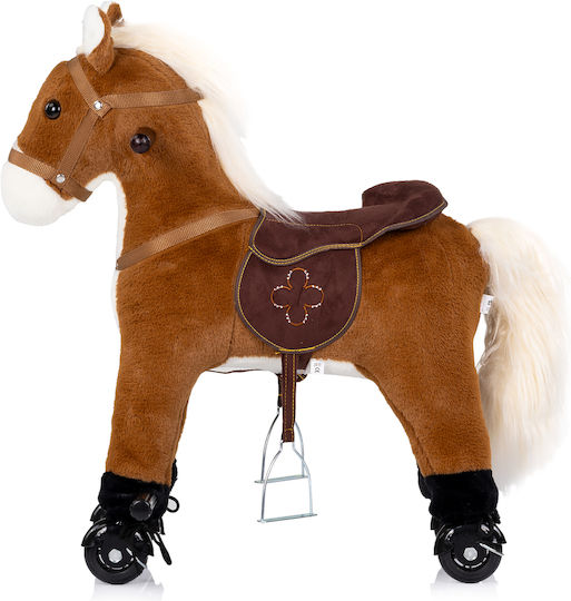 Chipolino Fabric Rocking Toy Horse for 3+ months with Sounds, Music & Wheels Brown