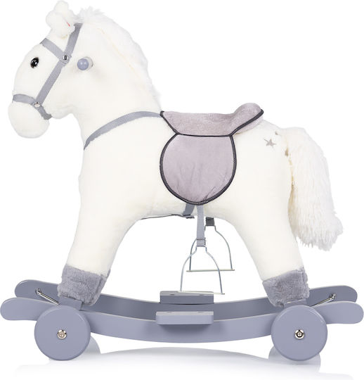 Chipolino Wooden Rocking Toy Horse for 18+ months with Sounds & Wheels with Max Load Capacity 50kg White