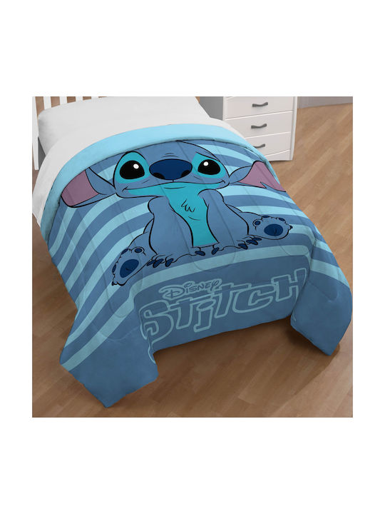 Disney Παιδικό Πάπλωμα Μονό με Γέμιση Microfiber Lilo Stitch Sky Blue 160x240εκ.
