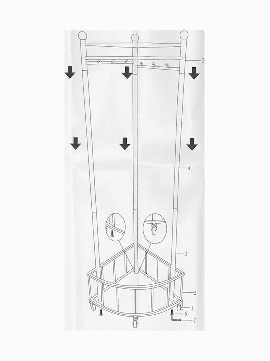 Viosarp Wheeled Floor Garment Rack made of Metal White 40x40x170cm