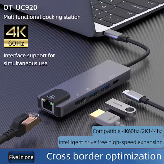 ATC OT-UC920 USB-C Docking Station mit HDMI 4K PD Ethernet Gray