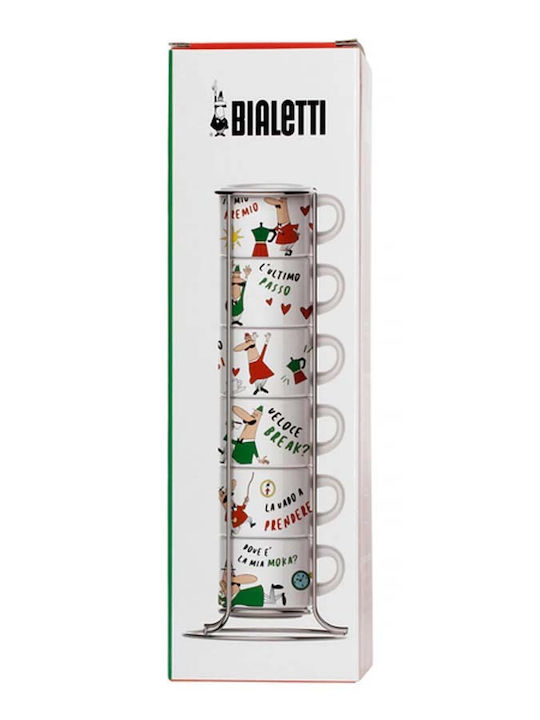 Bialetti Σετ Φλιτζάνια Καφέ από Πορσελάνη Λευκά 6τμχ