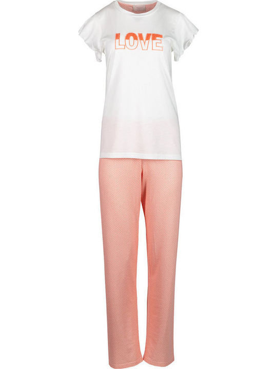 Pink Label Summer Women's Pyjama Set White