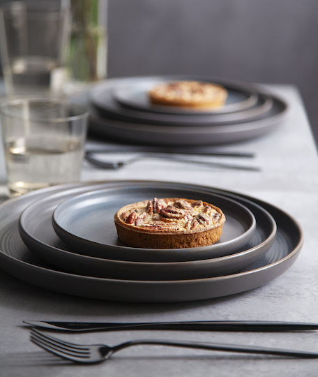 Ionia Plate Soup Ceramic Gray with Diameter 28cm