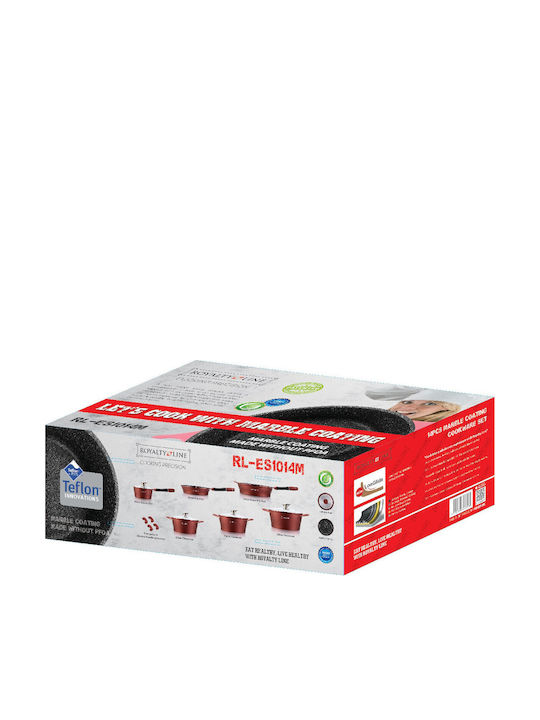 Royalty Line Set de vase de gătit din aluminiu turnat Argint cu strat de piatră RL-ES1014M 14buc