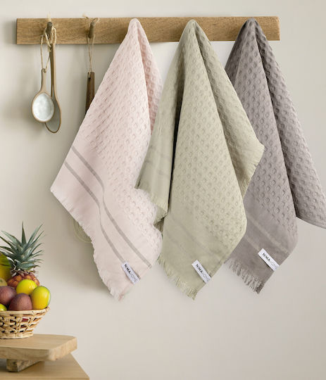 Nima Honeycomb Handtuch aus 100% Baumwolle in Gray Farbe 50x50cm 3Stück Nima Honeycomb Handtuch aus 100% Baumwolle in Gray Farbe 50x50cm 3Stück