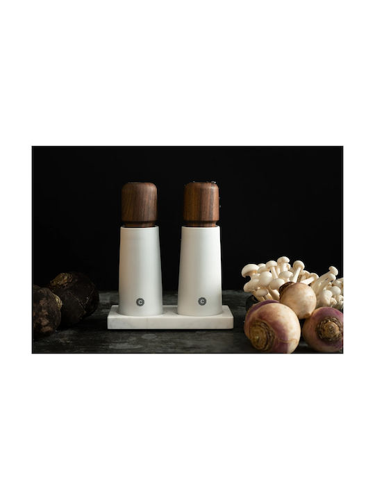 Ready Manual Set Spice Mills made of Plastic in White Color 17cm 1pcs