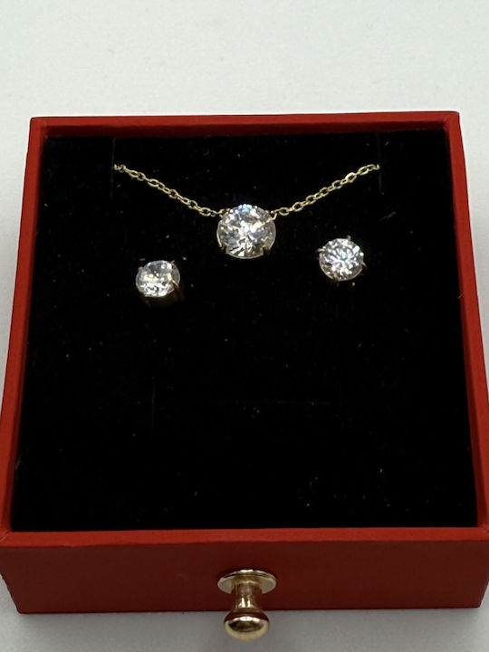 Elemar Set with Necklace & Earrings from Steel with Stones