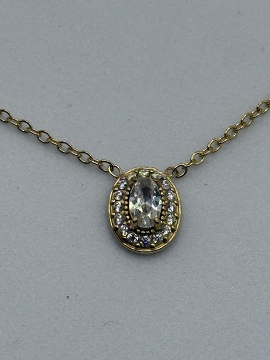 Elemar Necklace Amulet Rosette from Gold Plated Steel with Zircon