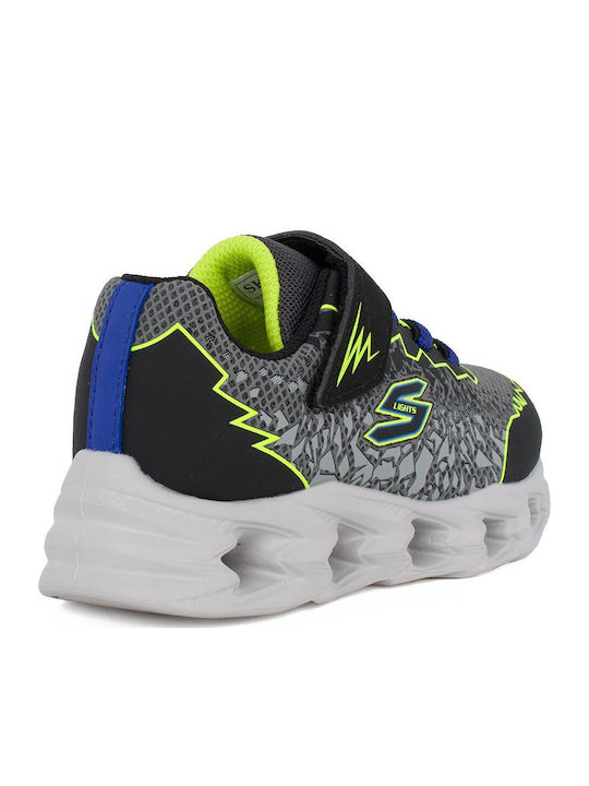 Kids Sneakers with Hoop & Loop Closure & Lights Gray
