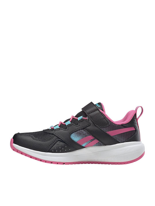 Road Supreme 2 Kids Sports Shoes Running with Hoop & Loop Closure Core Black / True Pink / Digital Blue