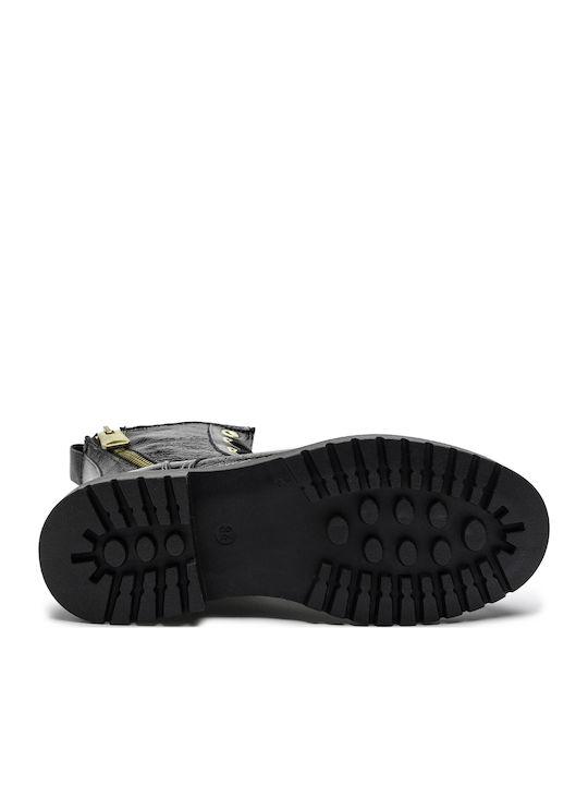 Leather Kids Boots with Zipper Black