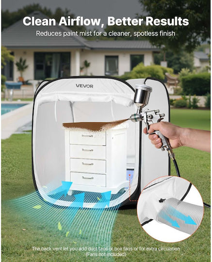 Portable Paint Booth Vevor 720 X 725 X 750mm Pop-Up Portable Paint Booth Spray Mesh Door Paint Booths Spray Cabinets Chairs Models Tables Pop-Up Design Effective Airflow