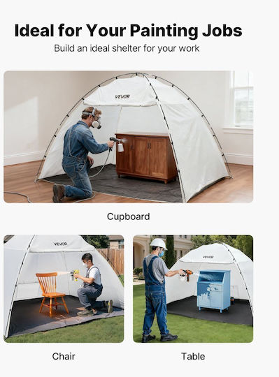 Portable Paint Booth Vevor Paint Booth Station 32930 X 2300 X 1880mm Spray Canopy Built-In Floor Mesh Large Space Paint Booths Spray Oxford Cabinets Chairs Tables