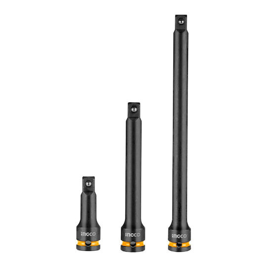 Impact Socket Extensions Pneumatic 1/2" Set 3 Pcs 75-150-250mm Ingco Hkiseb12031