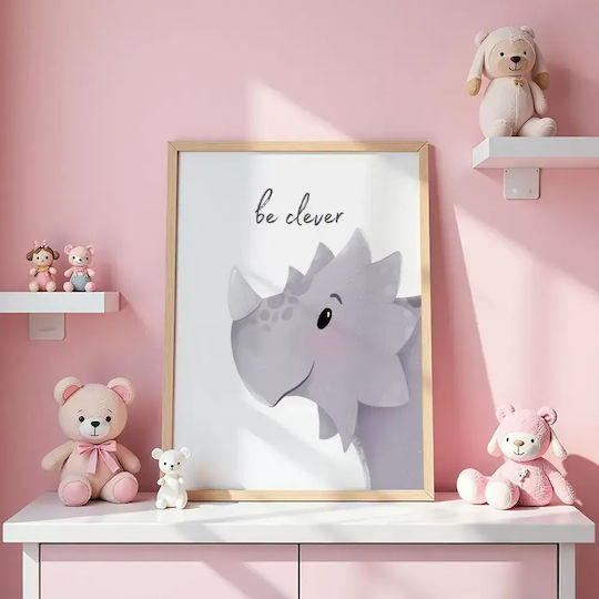 Kids Framed Wall Painting With Dinosaur Be Clever 30x40cm
