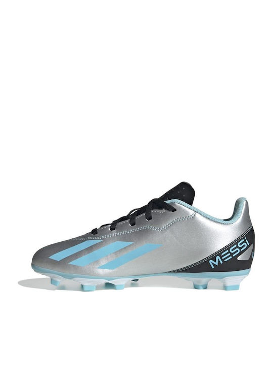 Παιδικά Ποδοσφαιρικά Παπούτσια X Crazyfast Messi.4 με Τάπες Ασημί