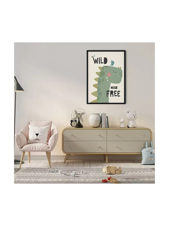 Kids Framed Wall Painting Dinosaur 30x40cm
