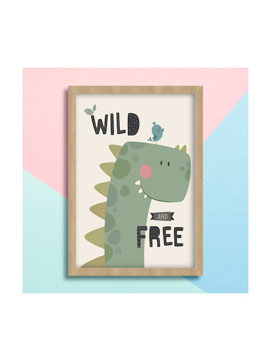 Kids Framed Wall Painting Dinosaur 30x40cm