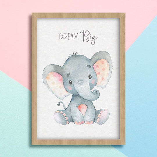 Kids Framed Wall Painting Elephant 30x40cm